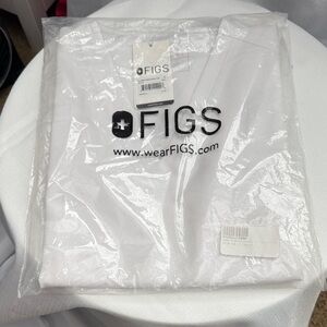 Figs Classic White V-Neck Scrub Top